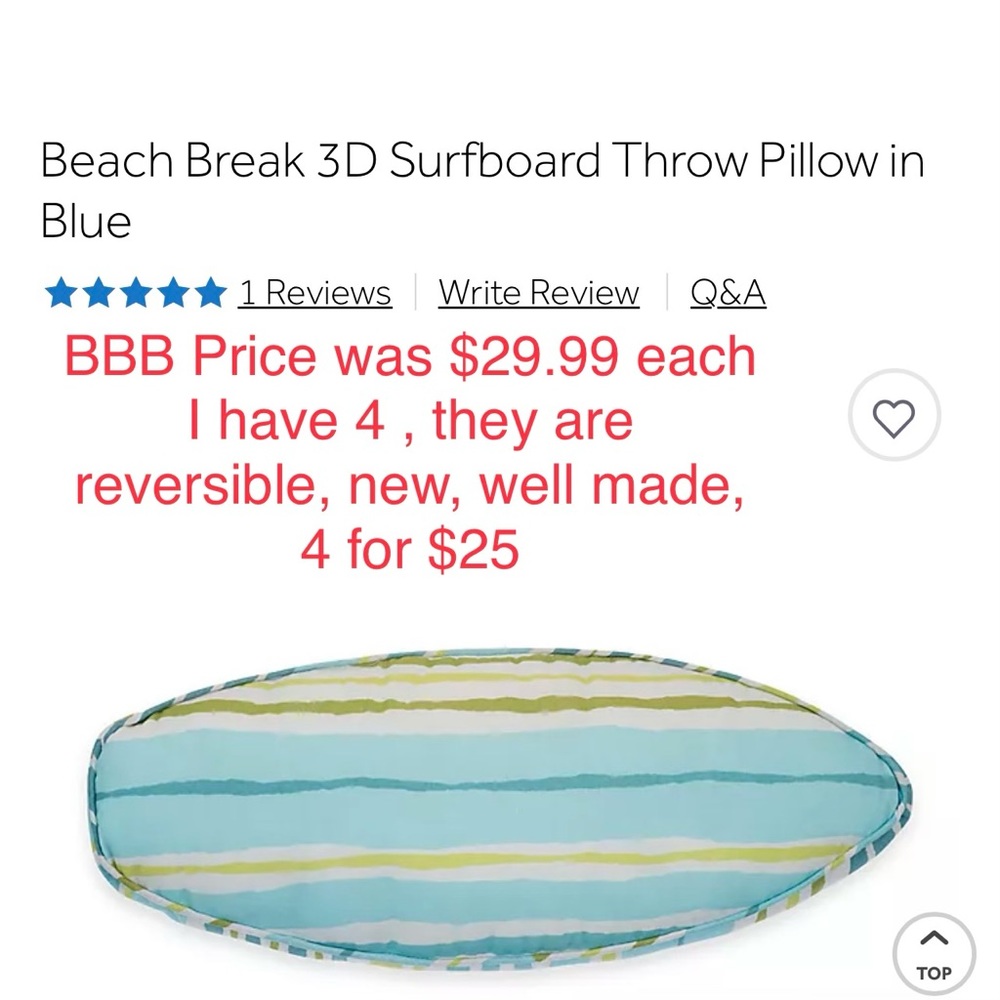 4 Beach Break Surf Board Shaped Throw Pillows
